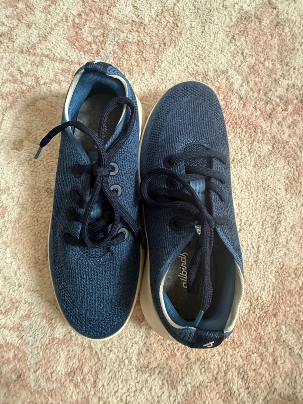 allbirds Navy Knit Lace-Up Sneakers